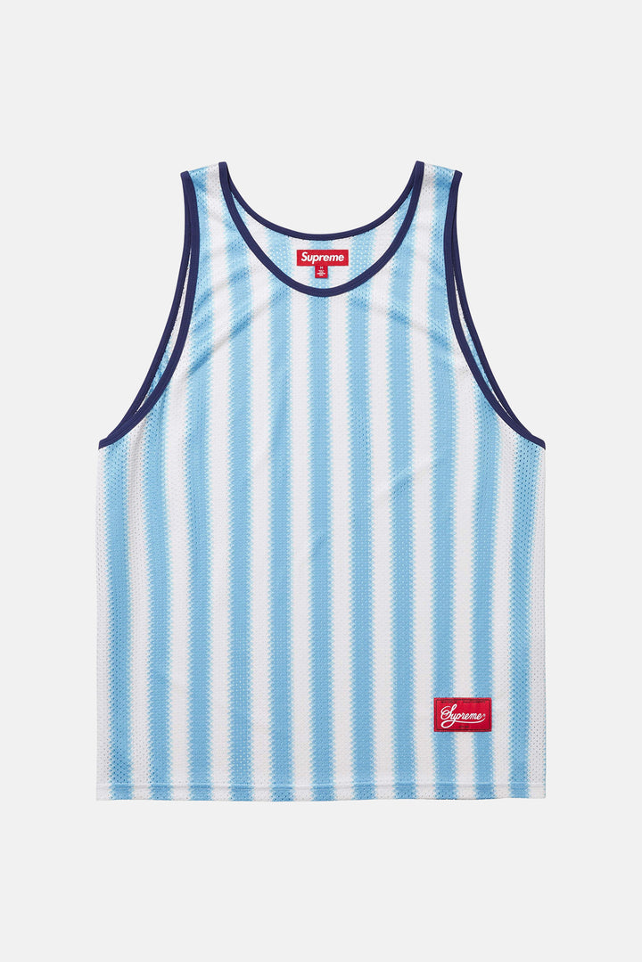 Mesh Stripe Tank Top Blue