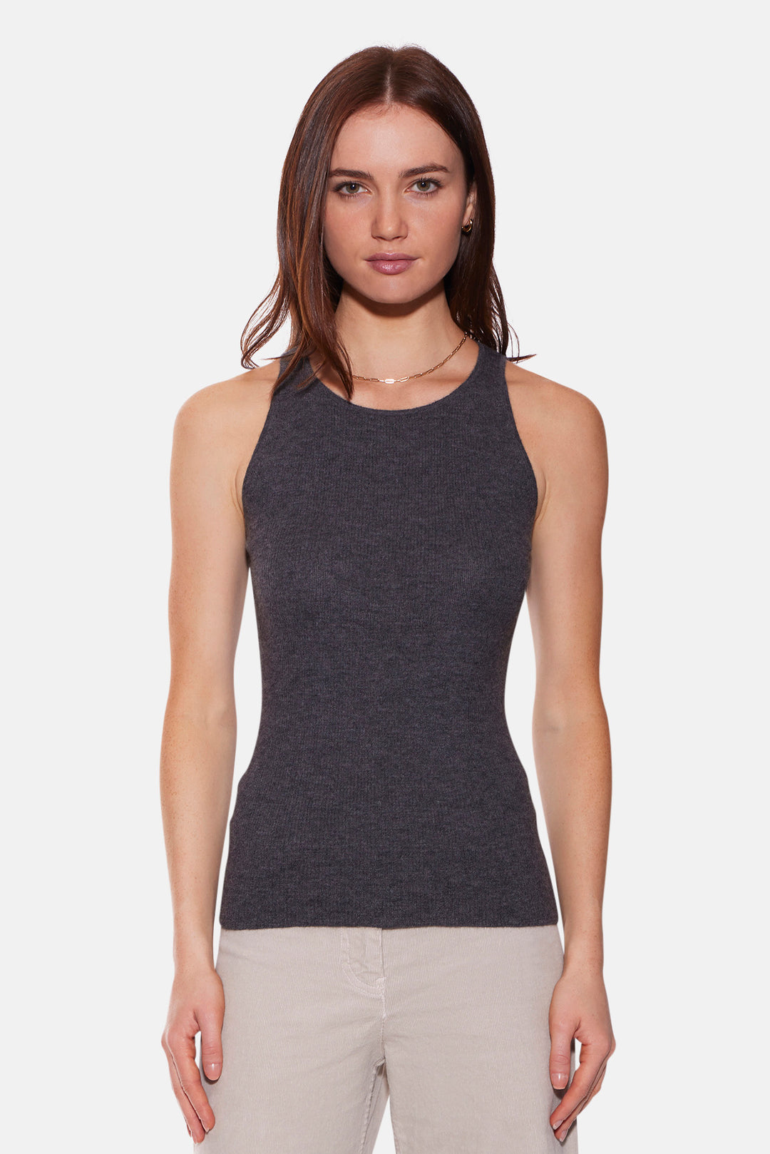 Tessa Cashmere Tank Charcoal