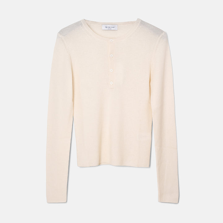 Sylvia Cashmere Henley Sweater Ivory