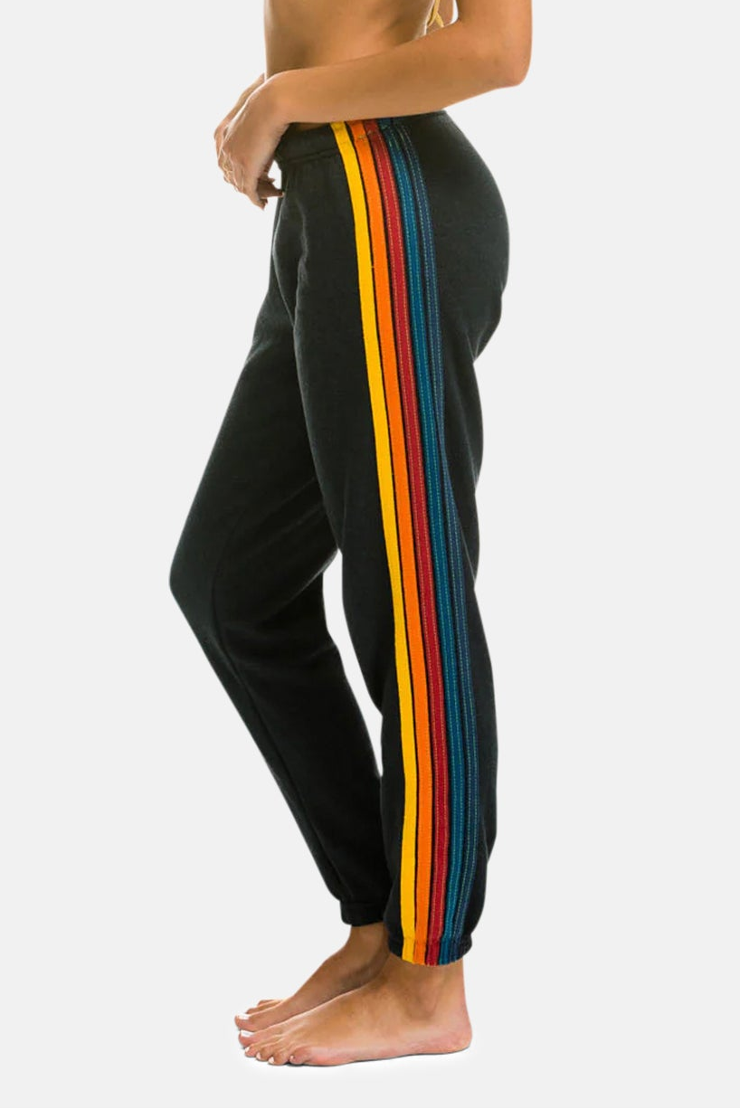 Women's 5 Stripe Sweatpants Charcoal