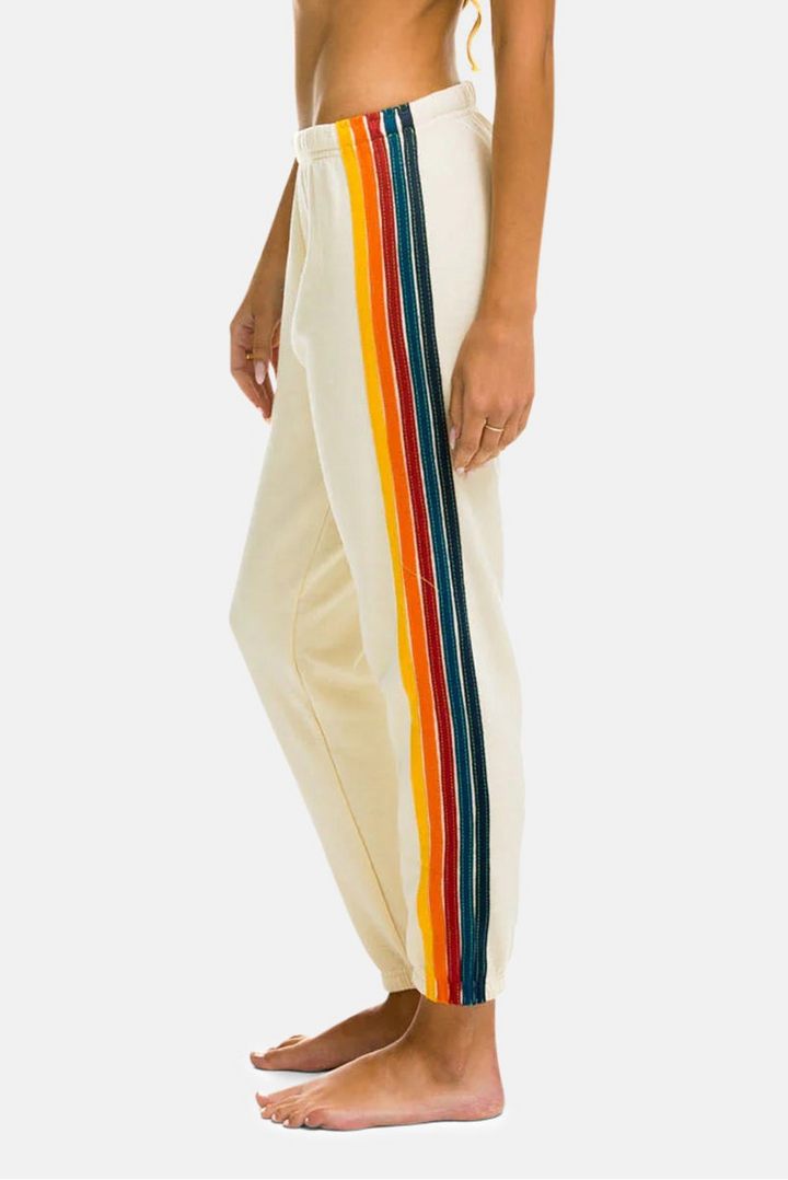Women's 5 Stripe Sweatpants Vintage White
