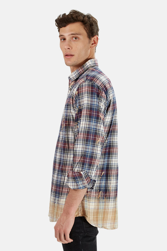 Dip Dyed Flannel Red/Blue - blueandcream