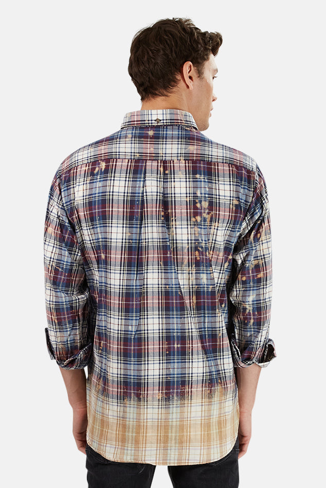 Dip Dyed Flannel Red/Blue - blueandcream
