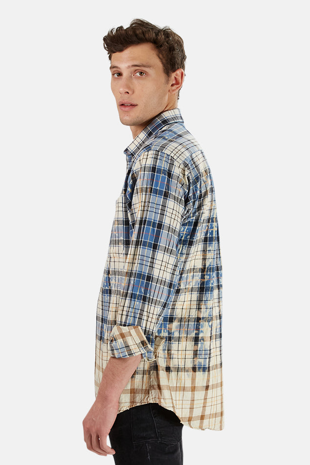 Dip Dyed Flannel Blue/Yellow - blueandcream