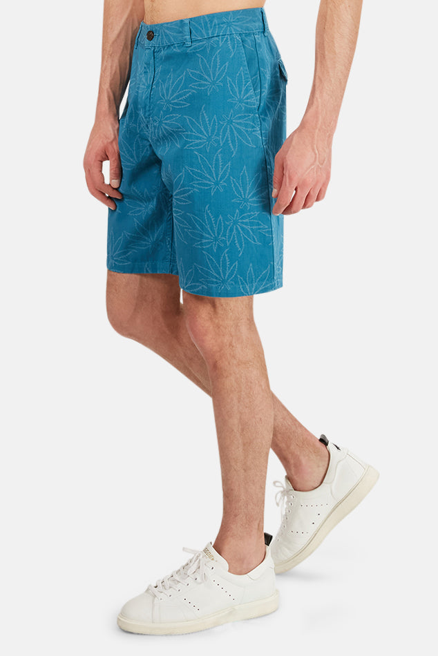 Bermuda Laser Leaf Shorts Blue - blueandcream