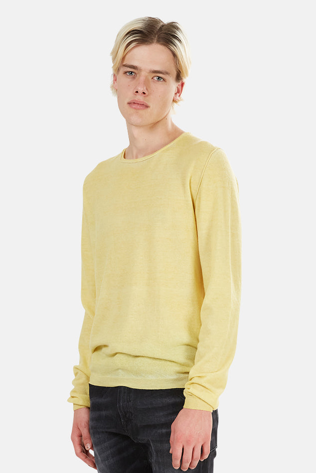 Yellow 120% LINO Cashmere Sweater - blueandcream