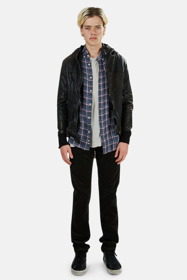 Giorgio Brato Leather Hooded Bomber – blueandcream