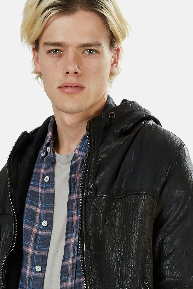 Giorgio Brato Leather Hooded Bomber – blueandcream