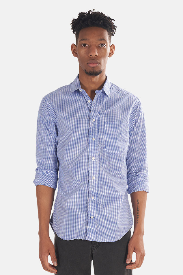 Gingham Micro Check Button Down Blue - blueandcream