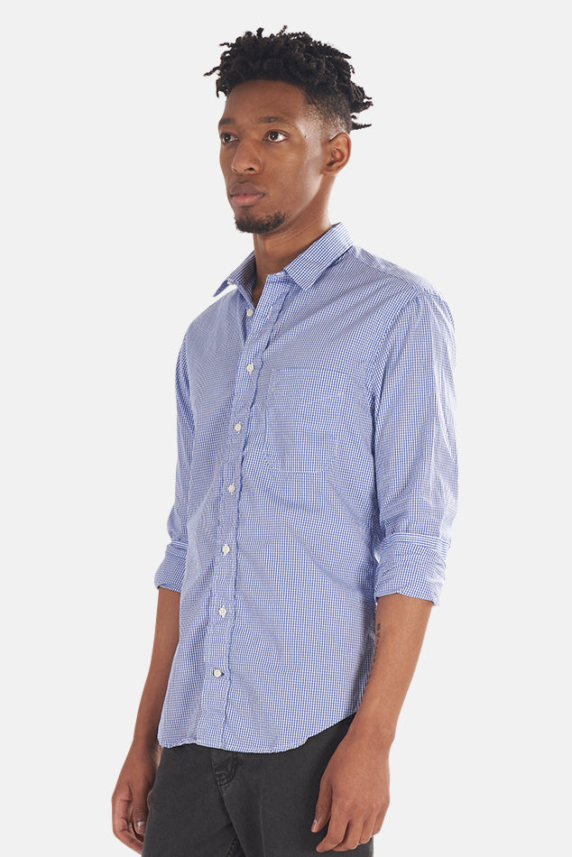 Gingham Micro Check Button Down Blue - blueandcream