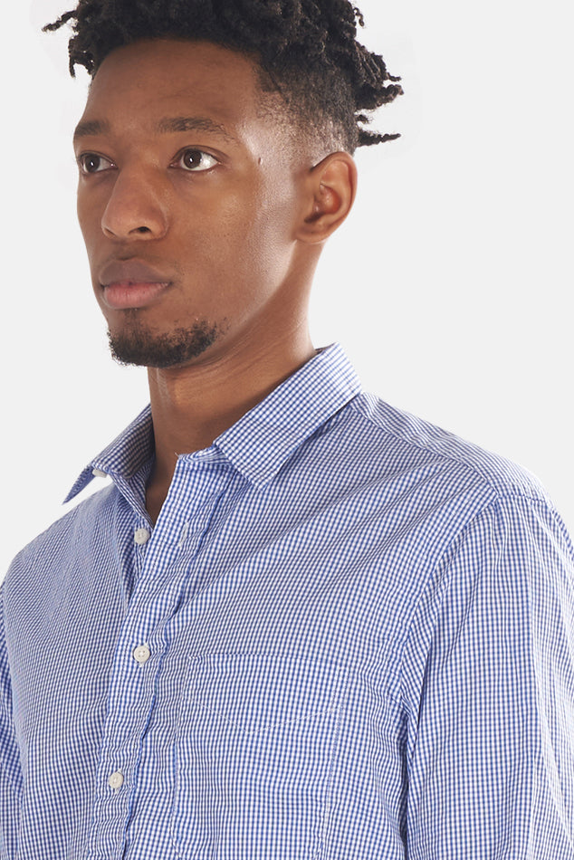 Gingham Micro Check Button Down Blue - blueandcream