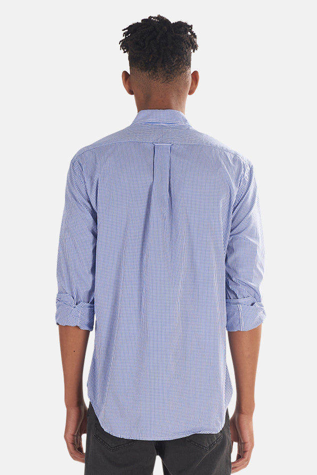 Gingham Micro Check Button Down Blue - blueandcream