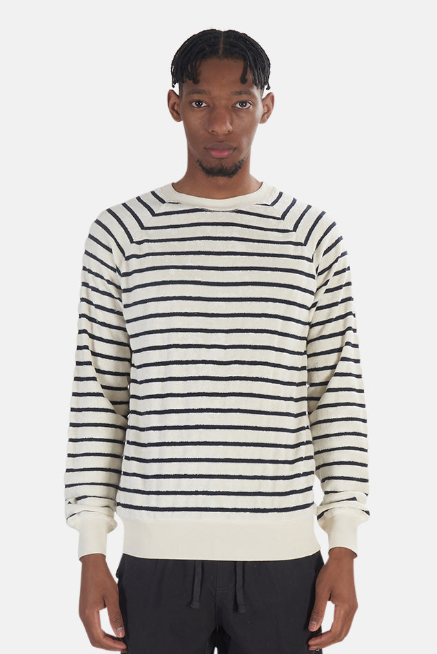 Cunha Towel Sweatshirt Navy Stripe - blueandcream
