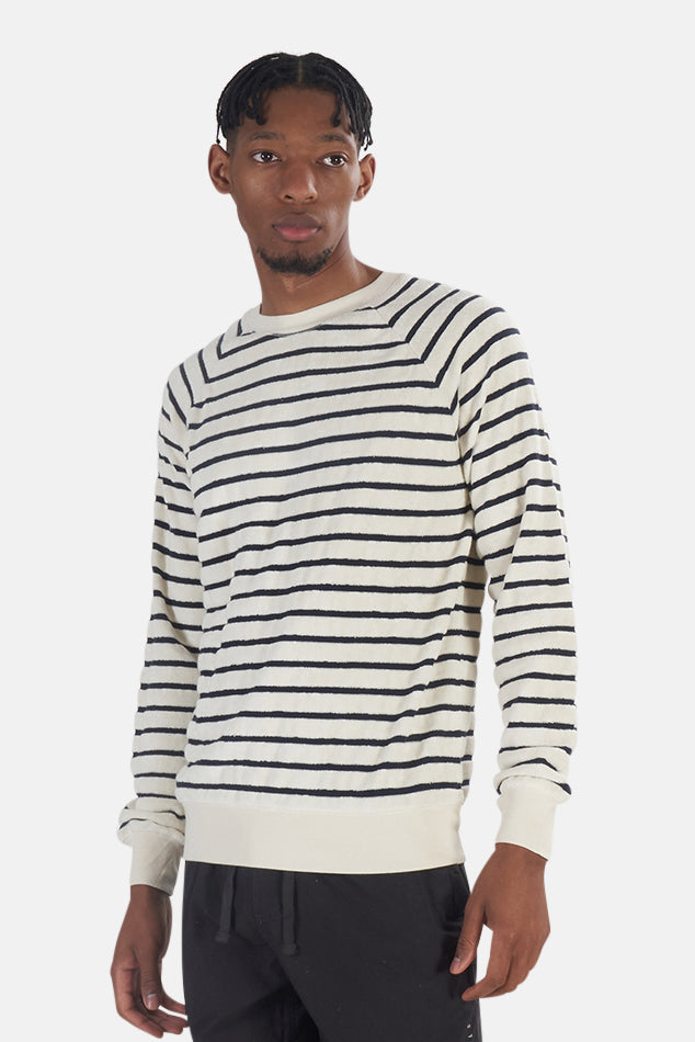 Cunha Towel Sweatshirt Navy Stripe - blueandcream