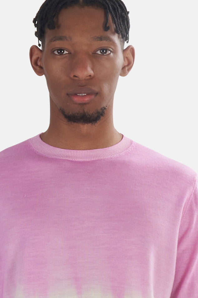 Wool Cashmere Stripe Sweater Pink/White - blueandcream