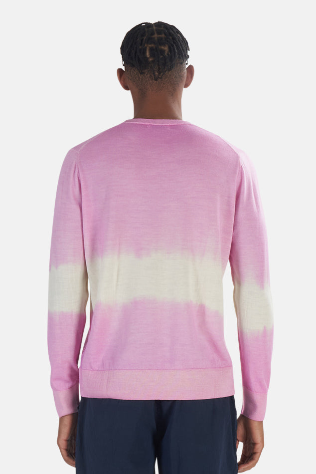 Wool Cashmere Stripe Sweater Pink/White - blueandcream
