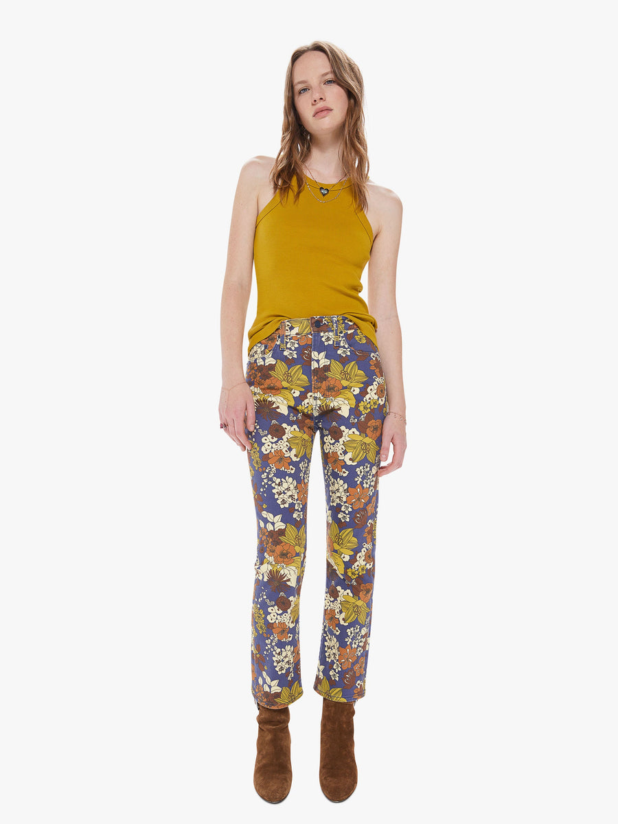 High Waisted Rider Ankle Buncha Blooms - blueandcream
