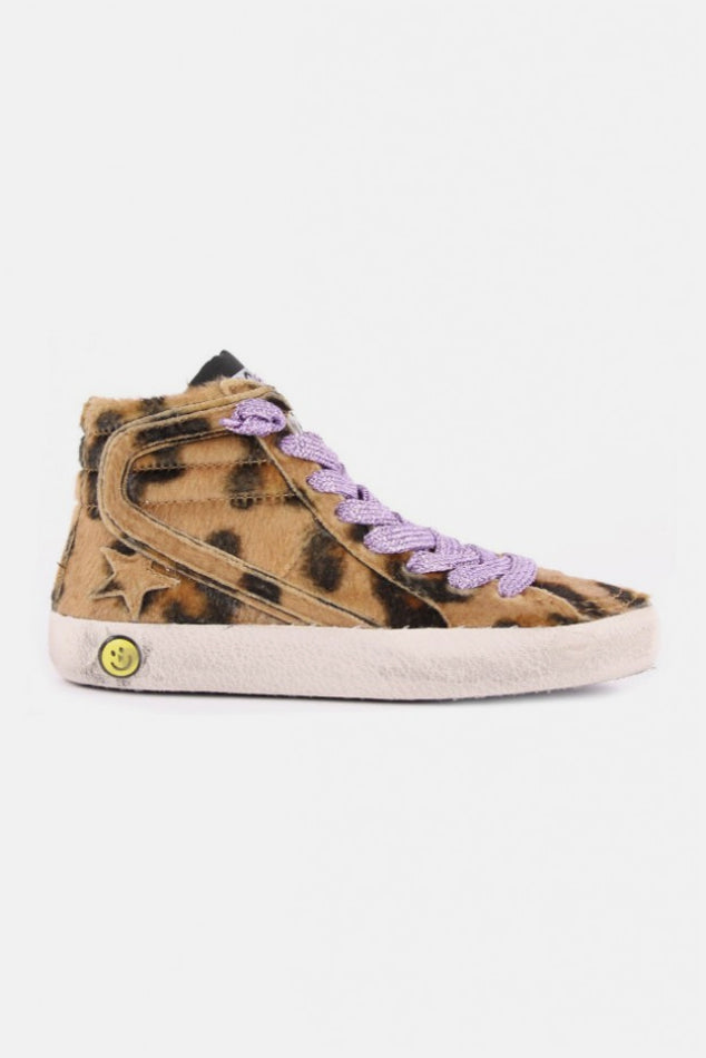 Slide High Top Sneaker Leopard - blueandcream
