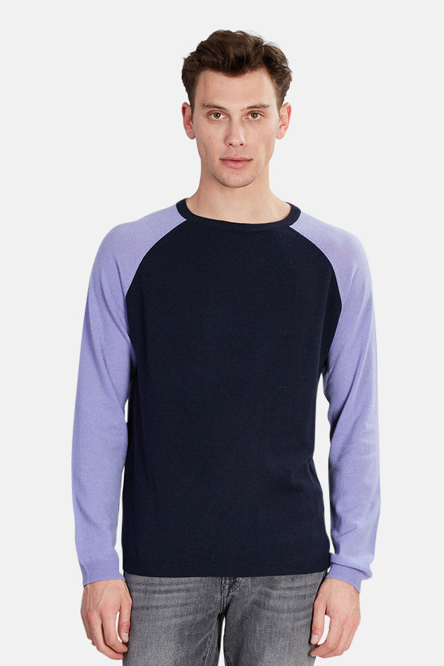 Cashmere Raglan Sweater Navy/Blue - blueandcream