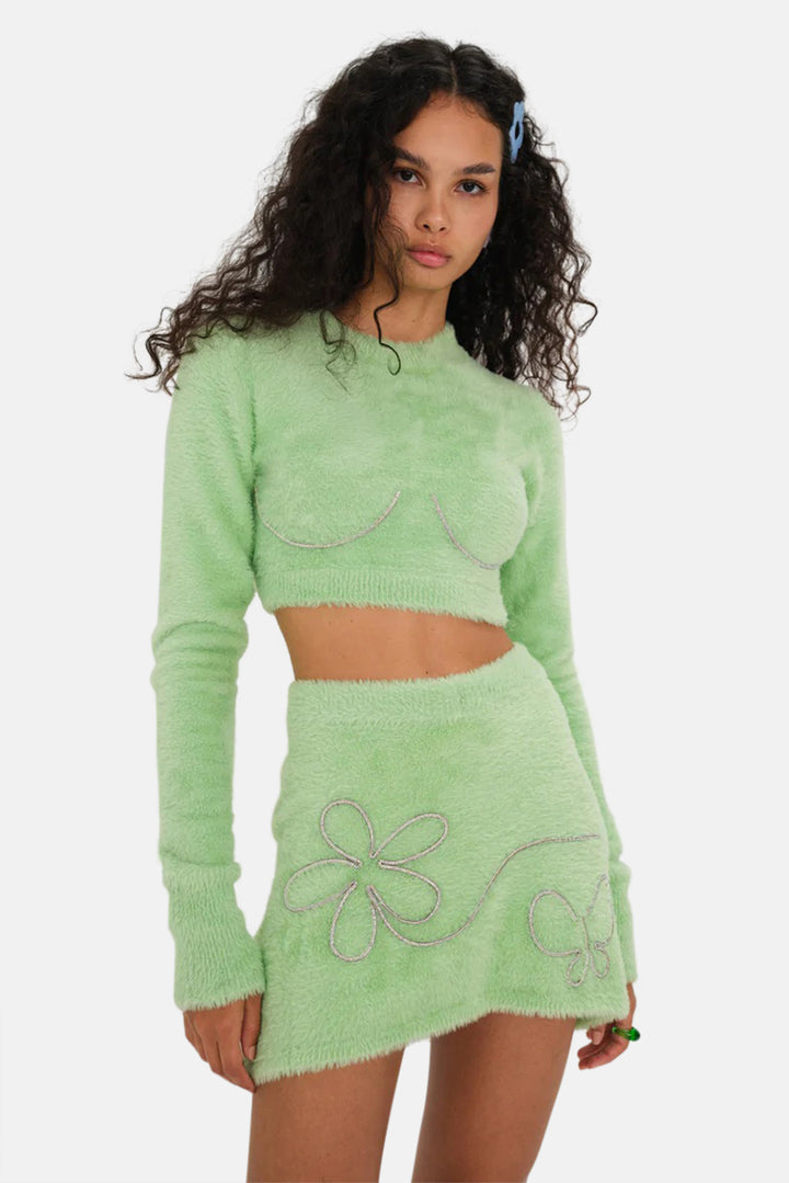Reid Crop Sweater Green
