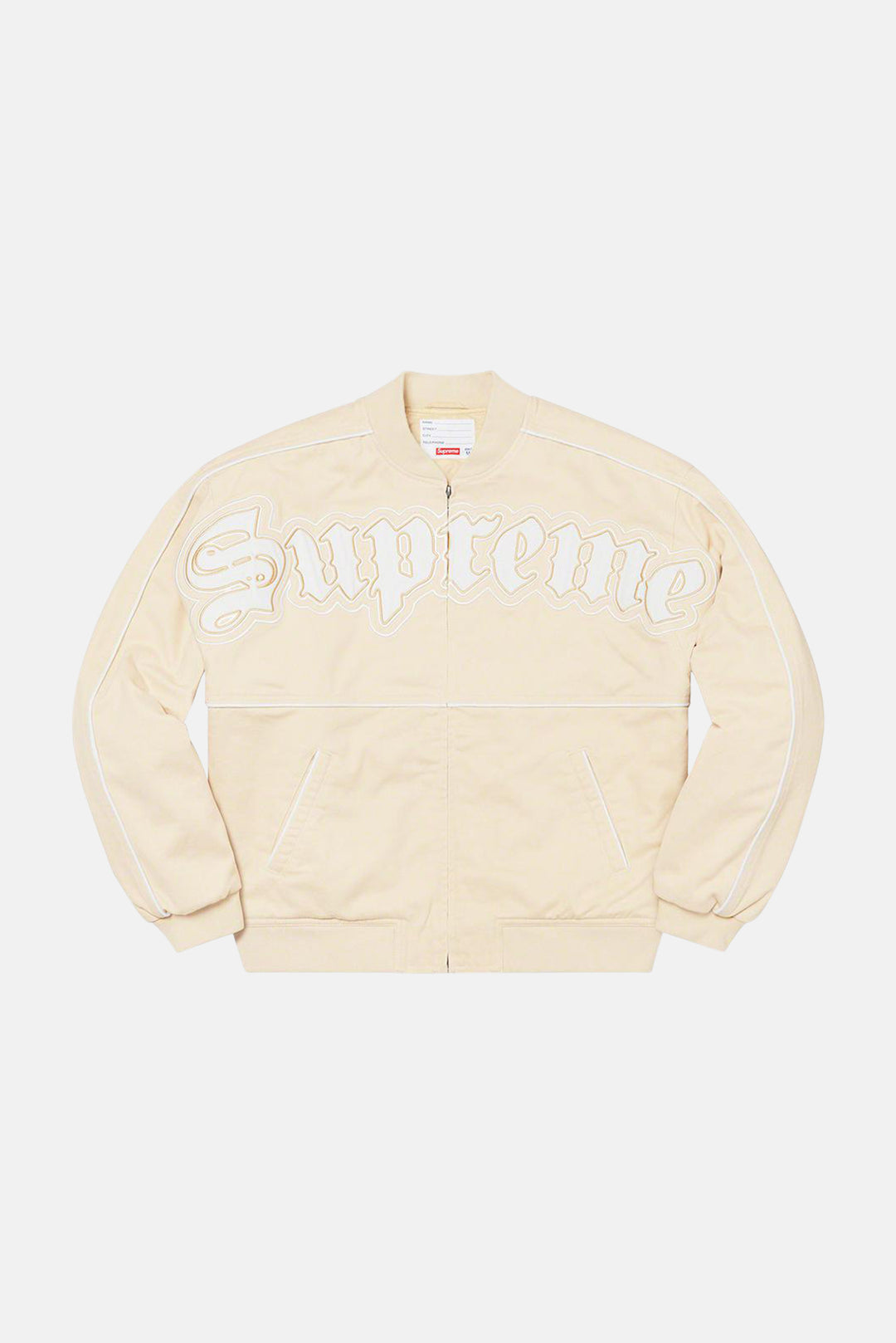 Twill Old English Varsity Jacket Cream