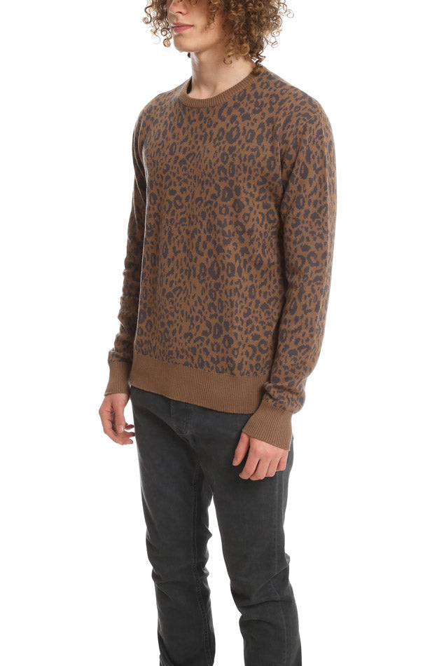 Robert Geller Leopard Jacquard Sweater - blueandcream
