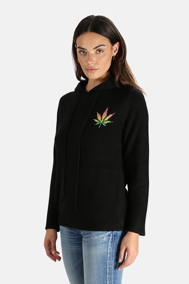 x Blue&Cream Leaf Cashmere Hoodie Black/Rainbow - blueandcream