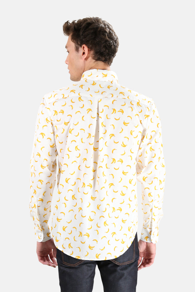 White Banana Print Naked & Famous Easy Shirt - blueandcream