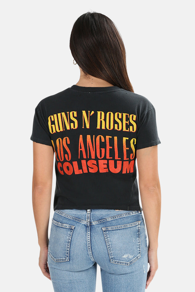 Guns N Roses Los Angeles Crop Tee Coal Pigment - blueandcream