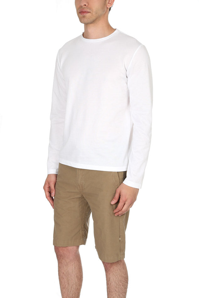 Long Sleeve Pique T Shirt White - blueandcream