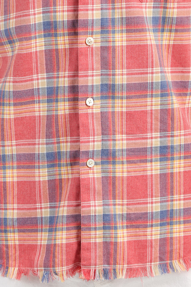 Dark Pink FRAME Fray Hem Flannel - blueandcream