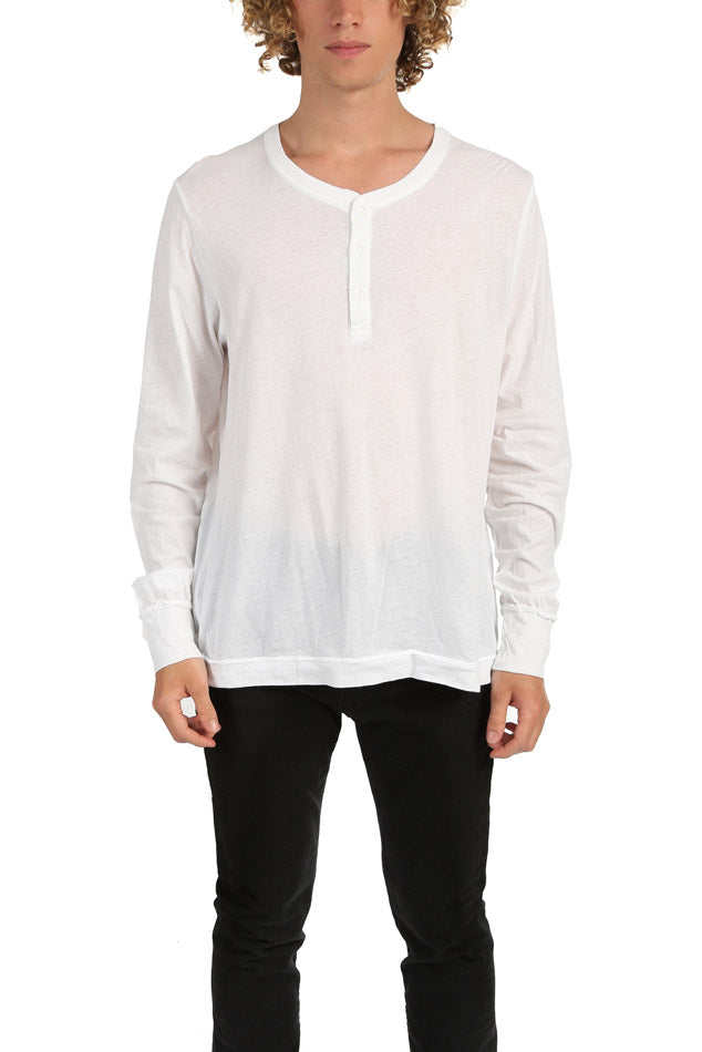 Long Sleeve Henley White - blueandcream