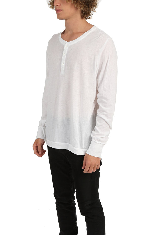 Long Sleeve Henley White - blueandcream