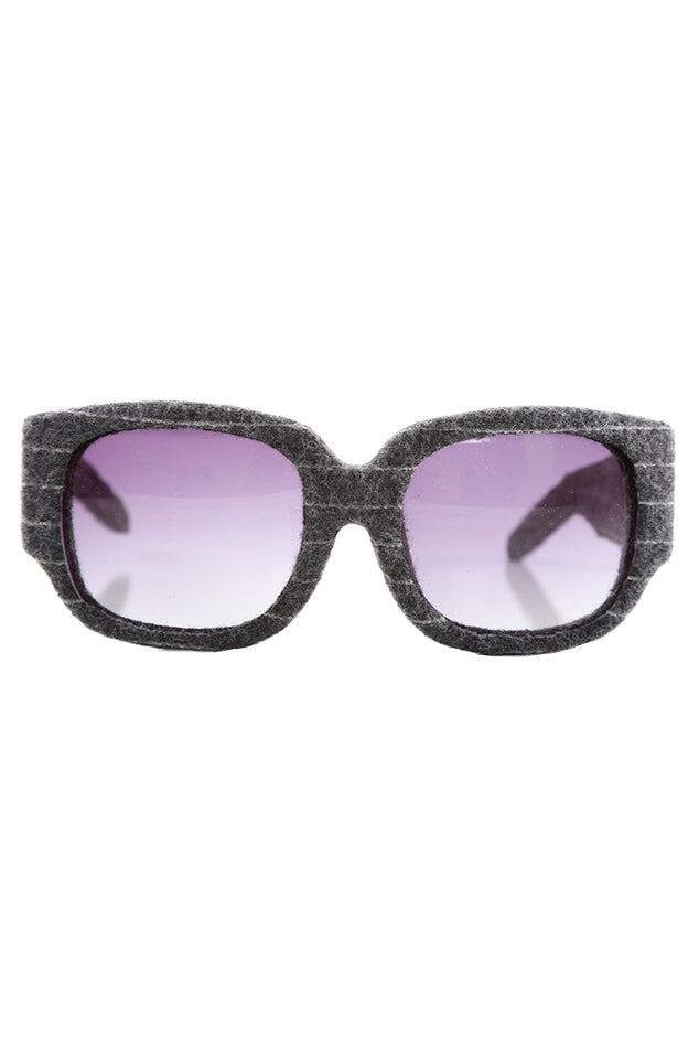Alexander Wang Grey Pinstripe Curved Rectangle AW/8/4 Sunglasses - blueandcream