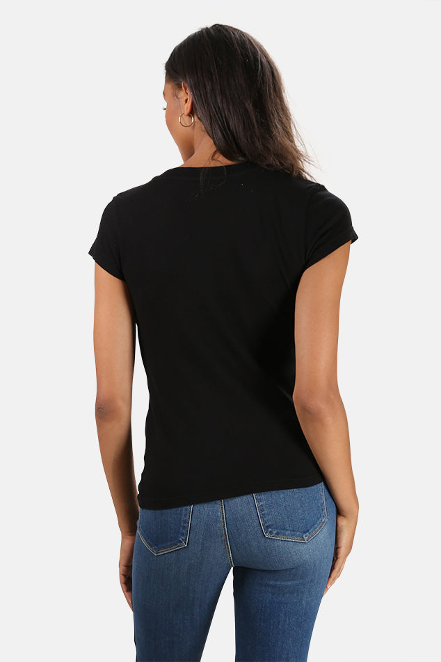 Becca V Neck Tee Black - blueandcream