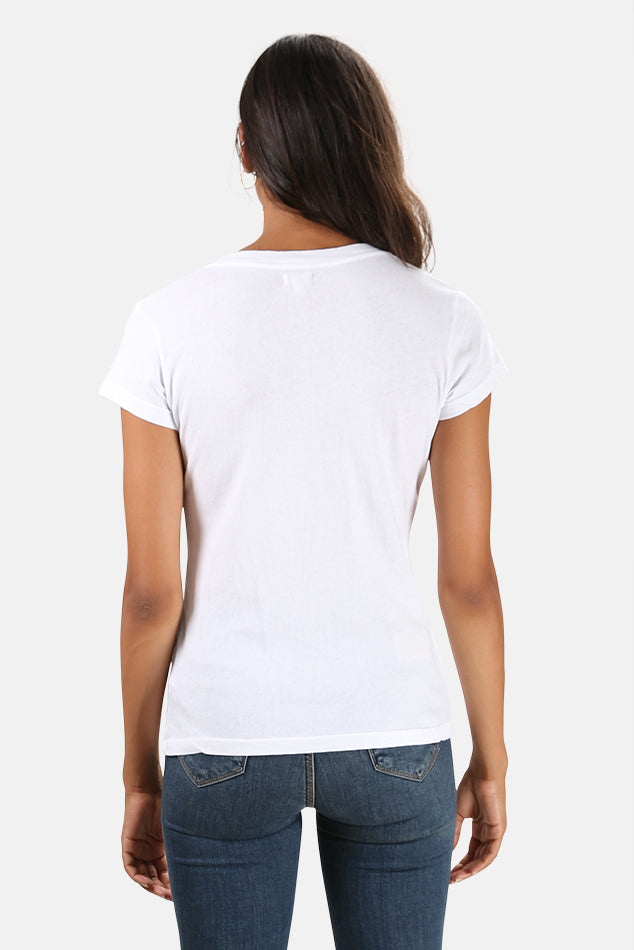 Becca V Neck Tee White - blueandcream