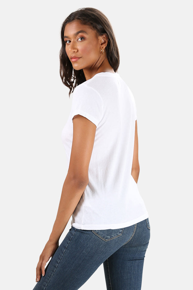 Becca V Neck Tee White - blueandcream