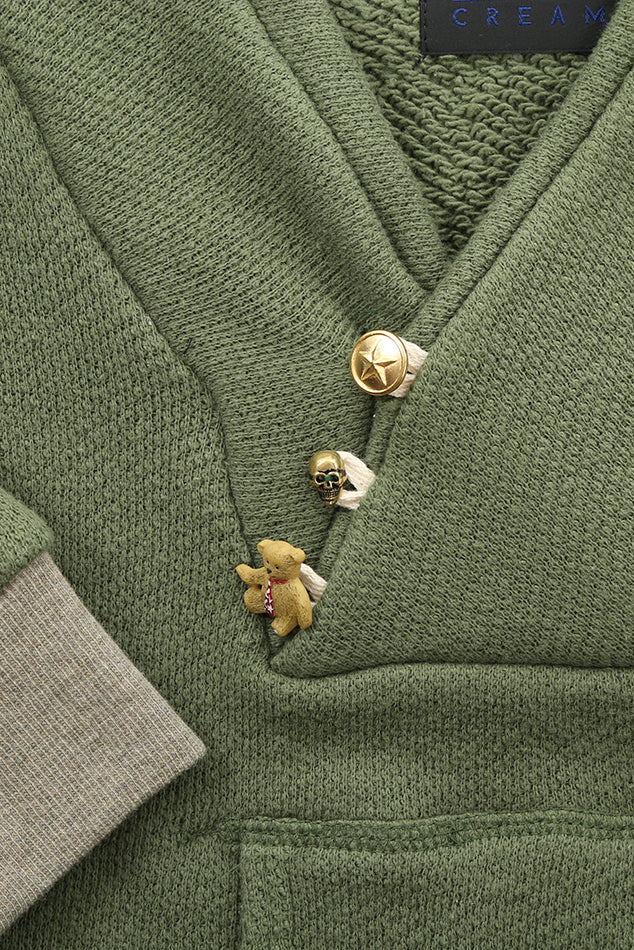 Shawl Neck Safari Sweatshirt - blueandcream