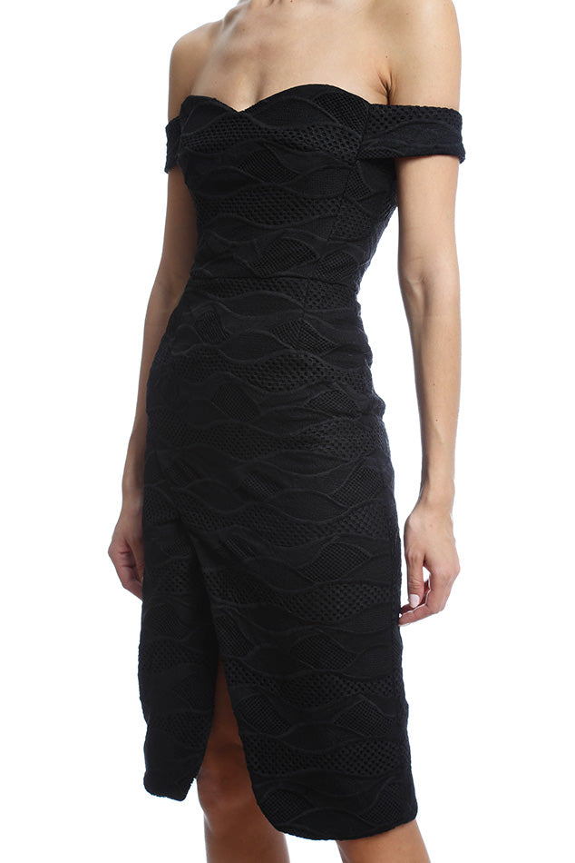 Nicholas Lace Shoulder Dress blueandcream Nicholas Lace Shoulder Dress blueandcream