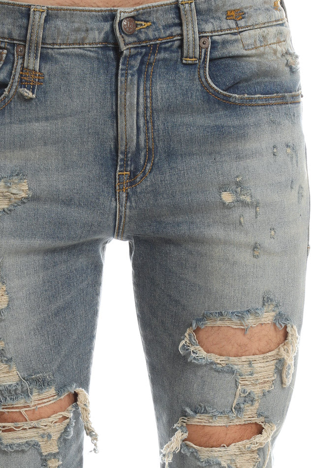 New R13 Blue good Distressed Skate Jeans In Cromwell