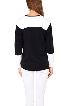 3.1. Phillip Lim Colorblock V Neck Pullover - blueandcream