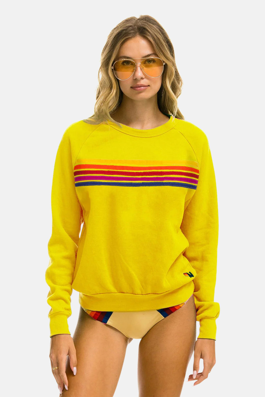 Women's 5 Stripe Sweatshirt Lemon/Yellow Purple
