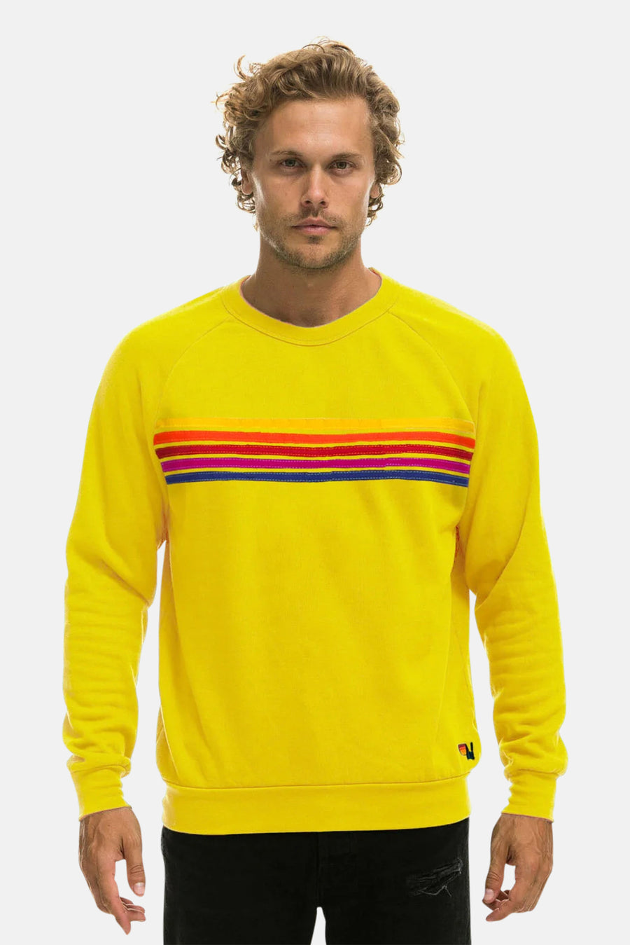 Men's 5 Stripe Sweatshirt Lemon/Yellow Purple