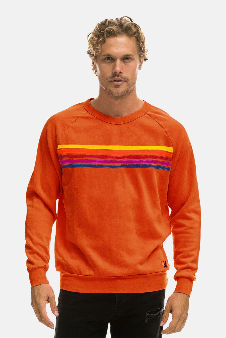 Men's 5 Stripe Sweatshirt Orange/Yellow Purple