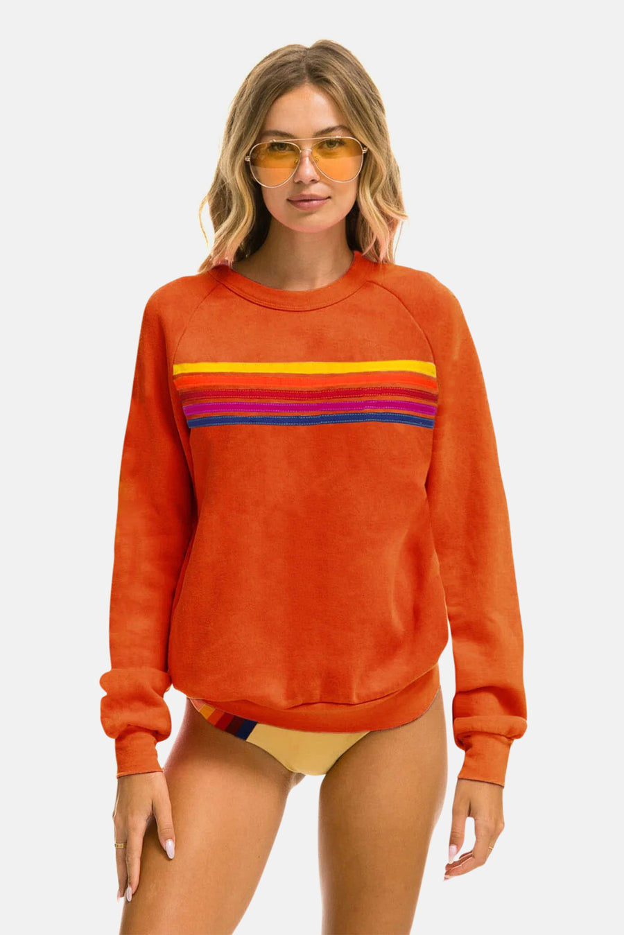 Women's 5 Stripe Sweatshirt Orange/Yellow Purple