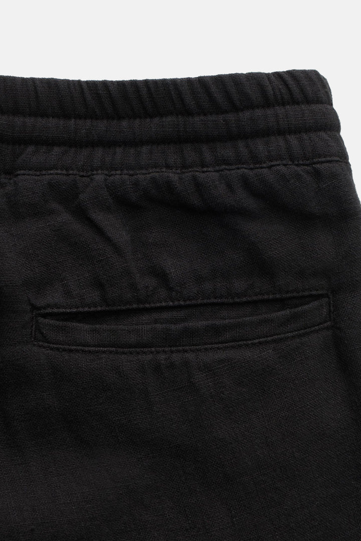 Linen Cargo Joggers Black