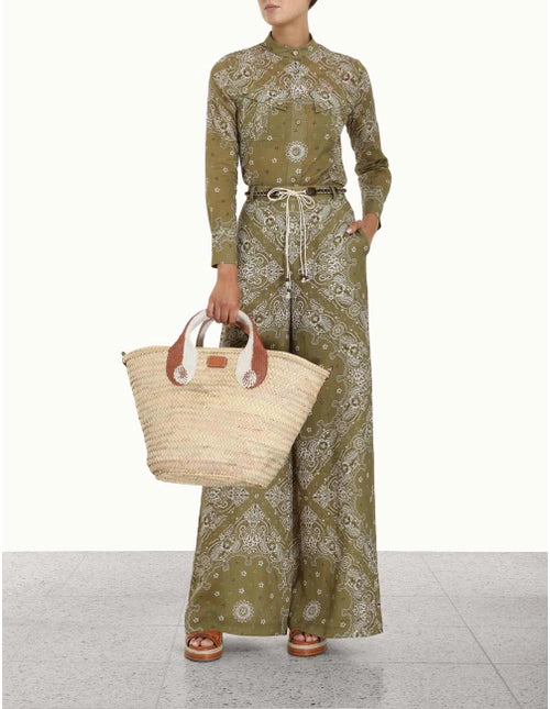 Zimmerman Violet Wide Leg Pants Olive Bandana – blueandcream Zimmerman Violet Wide Leg Pants Olive Bandana – blueandcream