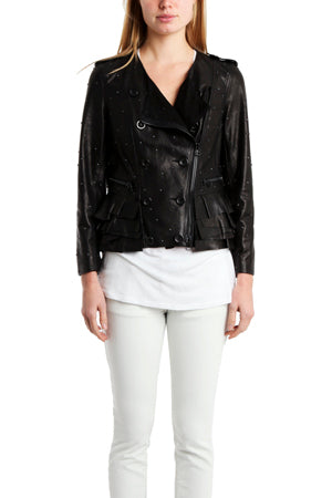 3.1 Phillip Lim Studded Ruffle Leather Jacket – blueandcream