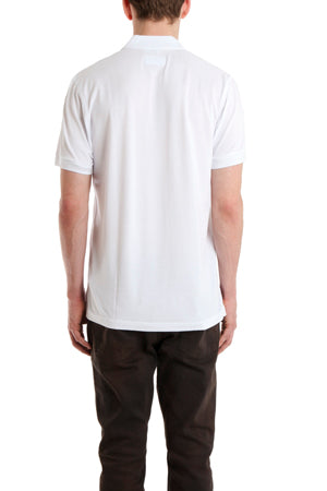 White Sunspel Pique Polo Shirt - blueandcream