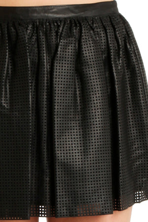 Pierre Balmain Perforated Leather Skirt - blueandcream